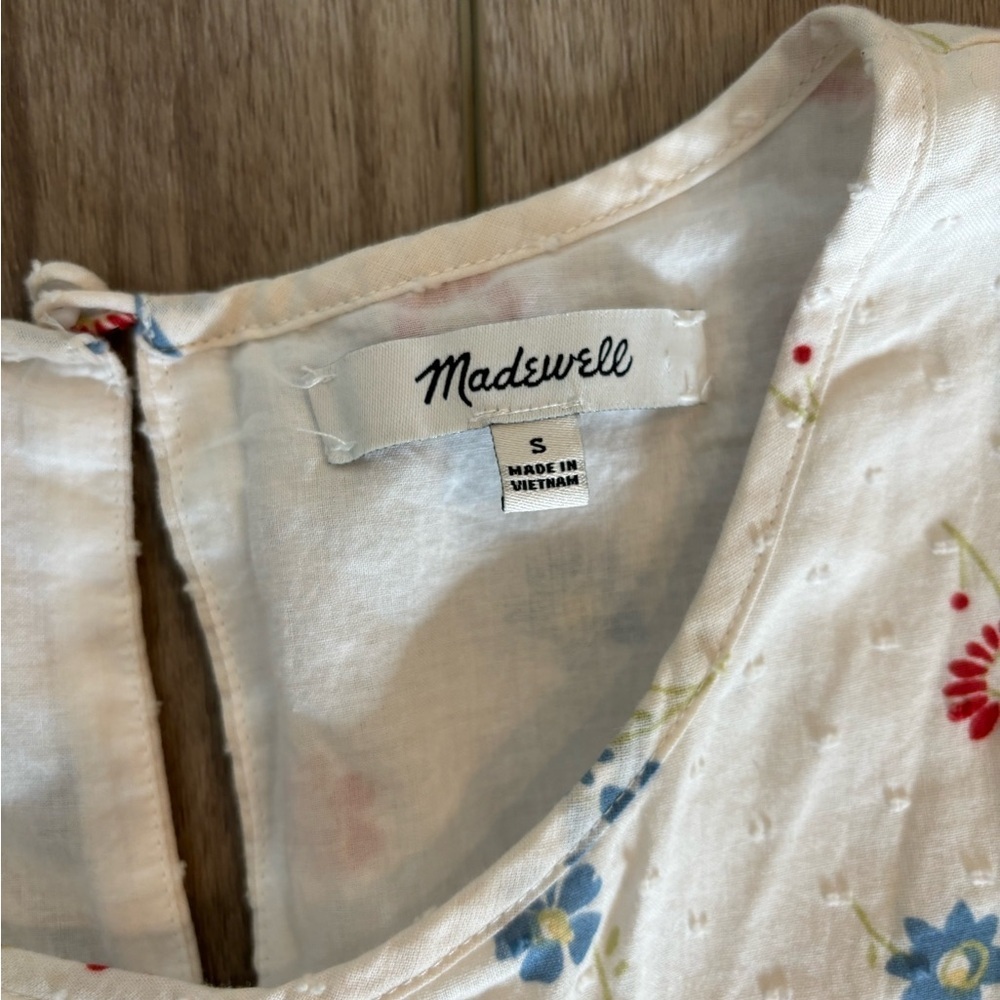Women’s Madewell Tiered Mini Dress Size Small clipdot Floral Heyday White - Picture 6 of 10